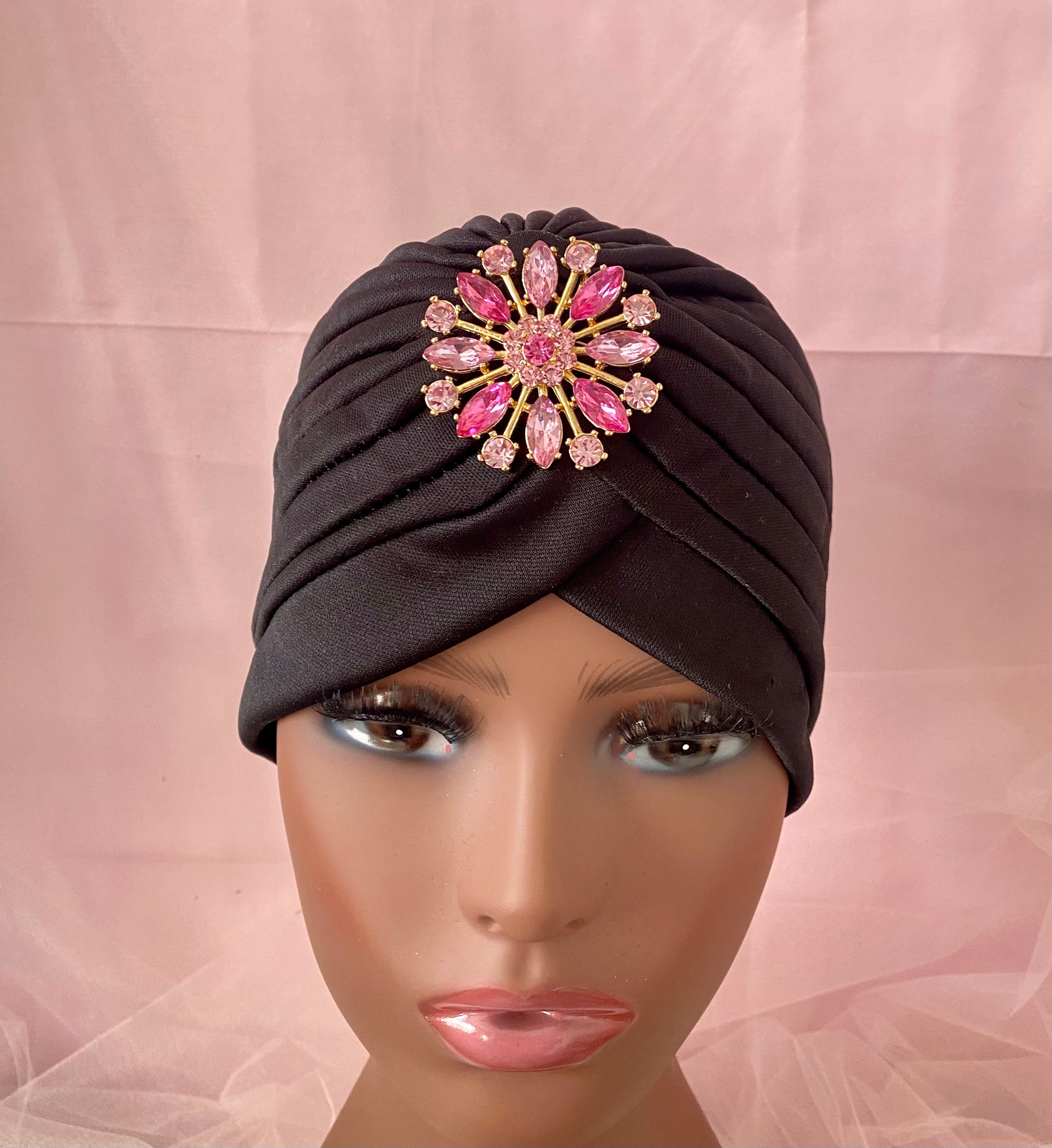 Turbante Nero Elegante Turbante Classico Turbante Cristallizzato