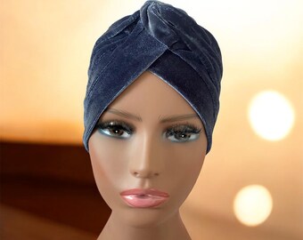 Velvet Gray Turban: Fashion Head Wrap