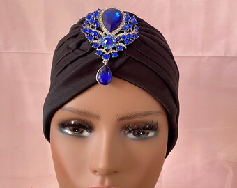 Glamorous Black Turban Luxury Turban Modern Hijab Fancy Turban Hat Turban For Woman Fashion Show Hat Theater Hat Night Out Hat Fancy Hat
