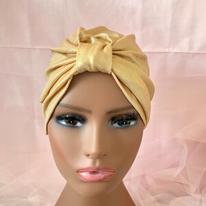 Gold Turban, Full Headband Turban, African Headwrap, Bollywood Hat, Turkish Turban, Modern Hijab, Classy Turban image 7