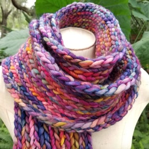 NEW Some Rainbow Scarf Double Chunky Big Thick Oversized Long Wrap Bright Colors Hand Knit Crochet Merino Wool Audrey Knitted Holiday Gift