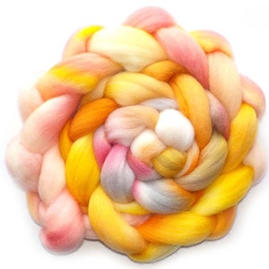 NEW Rose Petal Marmalade Scarf Chunky Hand Knit Crochet Citrus Orange Lemon Yellow Ripe Peach Petal Pink Colors Audrey Knitted
