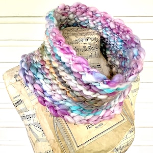 Alaska Wildflowers Infinity Scarf Cowl Pastel Floral Colors Aqua Purple Cream White Soft Warm Merino Boho Sparkle Luxe Holiday Gift