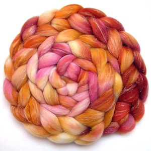 Peach Orchard Scarf Chunky Hand Crocheted Cowl Infinity Scarf Rust Orange Pink Cream Summer Autumn Color Silver Stellina Audrey Knitted