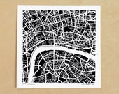 Map of London England, Hand Drawn Map Print of England, City Print