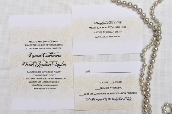 Lace Inspired Wedding Invitations: DColovenotes | Etsy