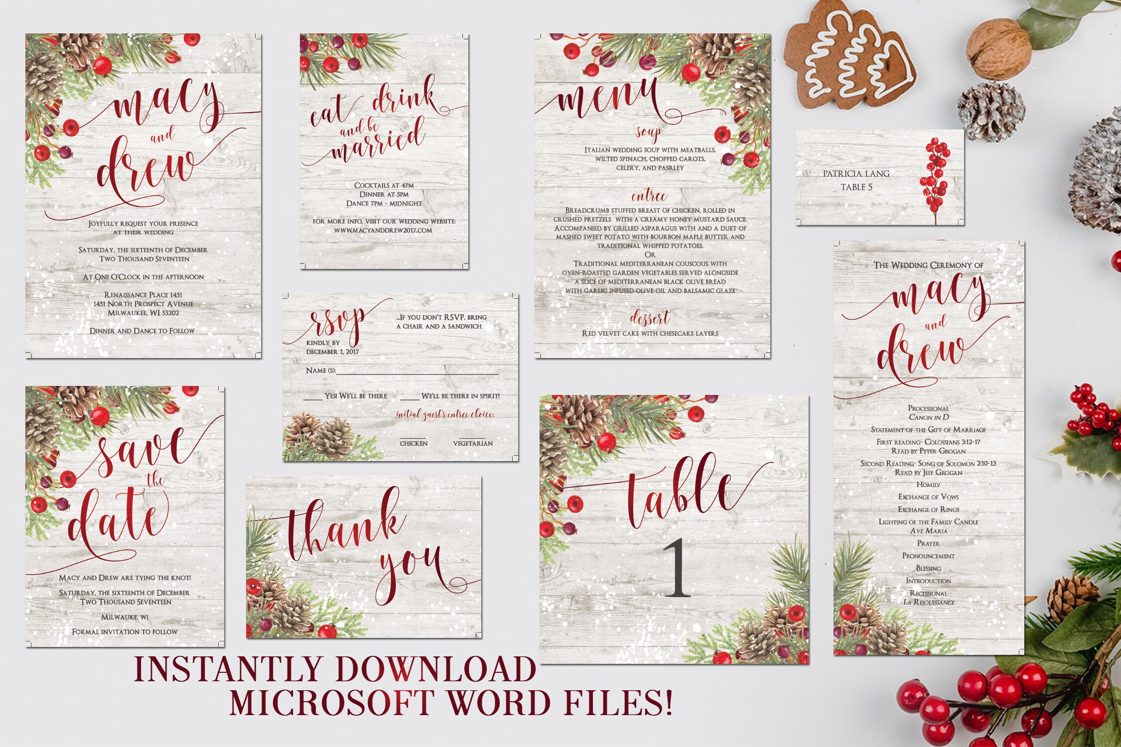Winter Wedding Invitation Template Printable Wedding | Etsy