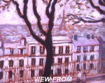 Eiffel Tower Custom Original Oil Painting, Paris, Montmartre, French scenes, city scenes, commission art, france, people, pink, lavender