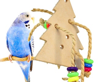 Bonka Bird Toys 1066 Leather Christmas Tree Small Tug Pull Cage Toy