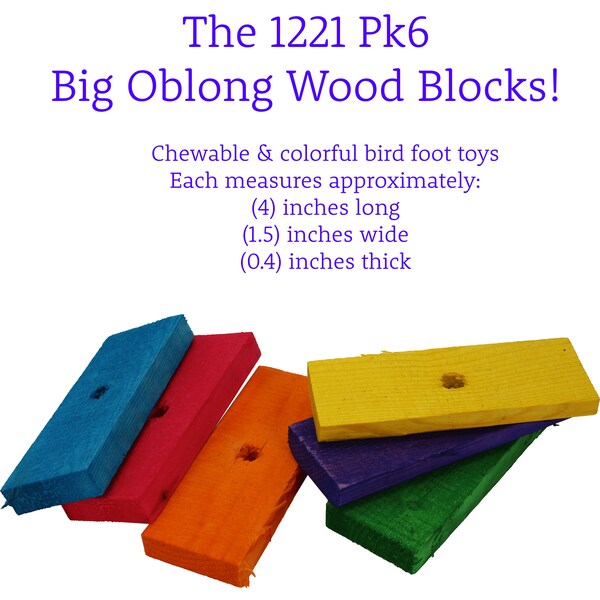 1221 Pack of Six Big Oblong Wood Blocks