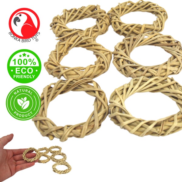 Bonka Bird Toys 1278 Pk6 - Handcrafted Small Vine Wreath Foot & Talon Craft Parts for Bird Enrichment