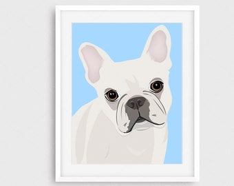 TÉLÉCHARGEMENT INSTANTANÉ - impression d'art de pépinière, illustration de chien, bouledogue français blanc, impression de pépinière d'art, art de mur, décor de chambre d'enfants - imprimable