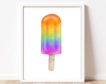 rainbow ice pop/popsicle art print/ice cream art/kids room art print/playroom art/art girls room/girls room/INSTANT DOWNLOAD