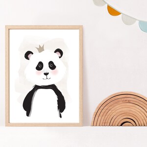baby panda with crown kids art print/nursery art/panda bear scandi nursery/kids wall art/panda kids art print 8x10,11x14/Instant Download