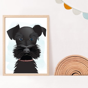 black miniature schnauzer/ art print/nursery art print/dog puppy illustration/wall art/kids room decor/printable/INSTANT DOWNLOAD