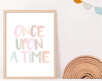 Once upon a time art print/kids room art print/pastel colors wall decor/printable 8x10/11x14/nursery decor/INSTANT DOWNLOAD