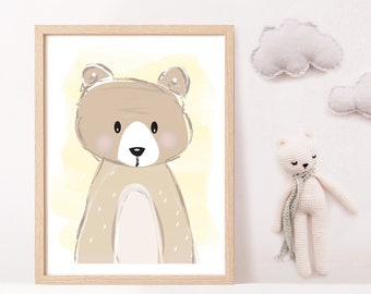 baby bear art print/ nursery art/scandi nursery/woodland bear art print/kids wall art/kids room/baby room/8x10 11x14/INSTANT DOWNLOAD