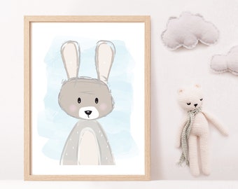 baby bunny art print/pastel nursery art/scandi nursery/woodland bunny/8x10 nursery decor/playroom art decor/INSTANT DOWNLOAD -