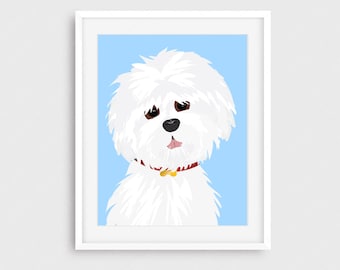 INSTANT DOWNLOAD - nursery art print, dog illustration, white maltese, art nursery print, wall art, kids room decor - printable