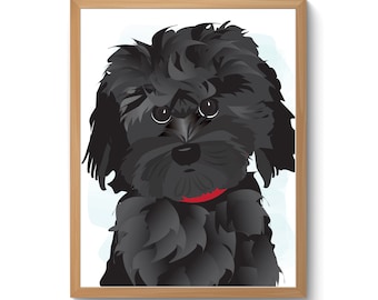 INSTANT DOWNLOAD - nursery art print, dog puppy illustration, black cockapoo, art nursery print, wall art, cockapoo gift - printable