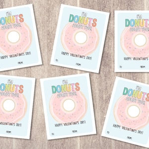 Kids Donut Valentine&#39;s Day Cards/printable kids Valentine&#39;s Day Cards/Pink Donut/Classroom cards/school Valentine&#39;s/INSTANT DOWNLOAD