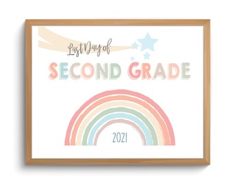 INSTANT DOWNLOAD - Kids School Sign - Last Day Second Grade - 2nd Grade - printable 8x10 - instant download