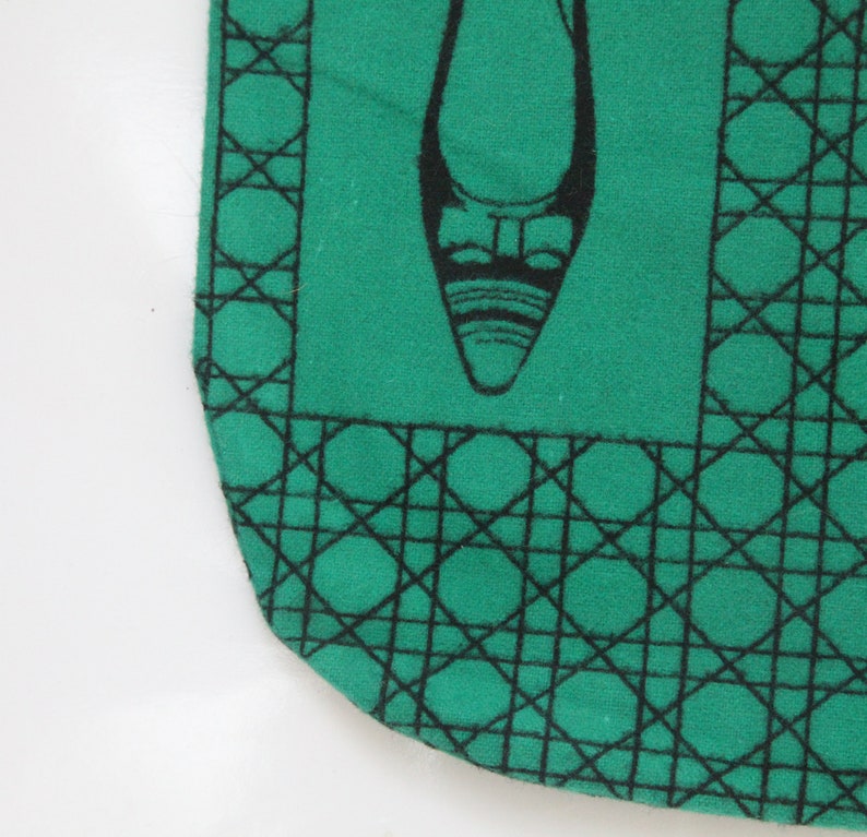 Set of 2 green felt shoe storage bags vintage 50s or 60s for women