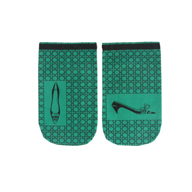 Set of 2 green felt shoe storage bags vintage 50s or 60s for women