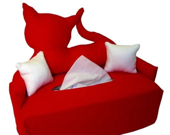 Rote Katze Taschentuchsofa  - Kosmetiktuchboxbezug