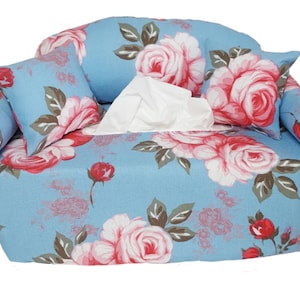 Taschentuchsofa Rosen auf Blau Bild 1