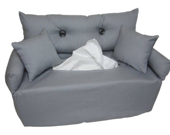 Graues Minisofa - Taschentuchsofa