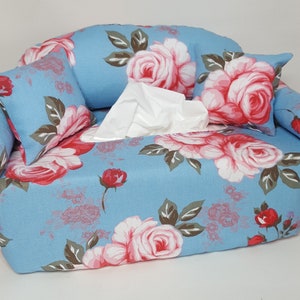 Taschentuchsofa Rosen auf Blau Bild 2