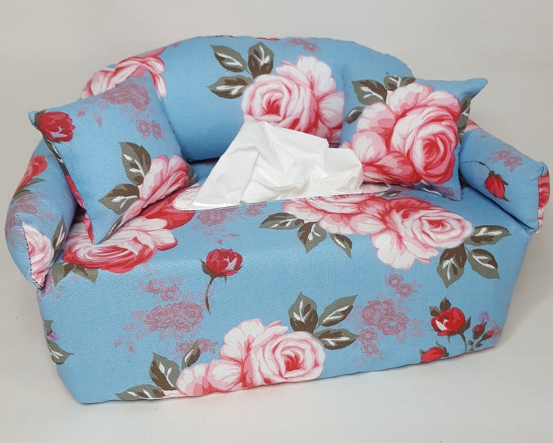 Taschentuchsofa Rosen auf Blau Bild 2