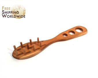 Wooden Spoon / Rake for Pasta Spaghetti serving Large/Double from Cherry wood - 33