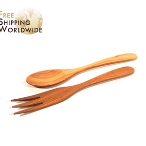 Wooden Salad serving mixing Set Narrow from Cherry wood - 50