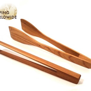 Wooden Wide Kitchen and Tongs Set