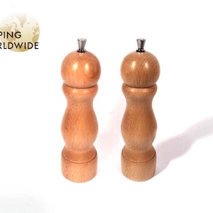 Wooden Pepper and Salt Grinder SET from Beech or Elm Wood - 74