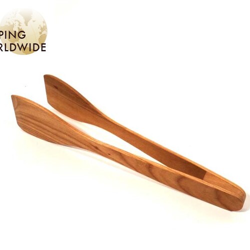 Wooden Wide Kitchen Tongs From Cherry Wood 41 Etsy