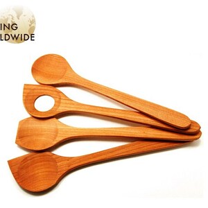 Wooden Spoons SET of 4 - Sauce Spoon - Spoon With Flat Bottom - Spoon ...
