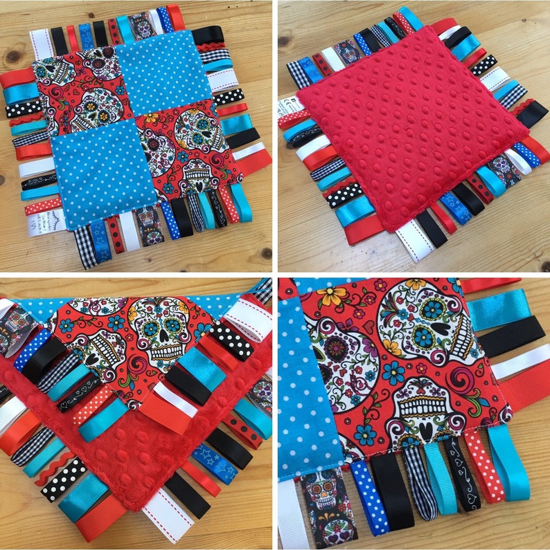 Baby Sugar Skull Stars Ribbon Taggie Blanket Neutral Etsy