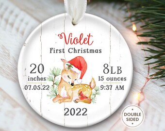 Deer Baby’s First Christmas Ornament Birth Stats Ornament Baby Girl Ornament Baby Stats Baby Boy Ornament Personalized Baby Ornament OR618