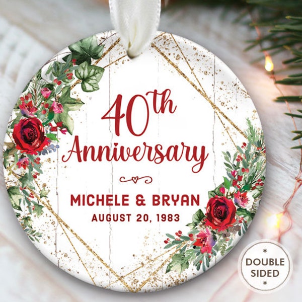 40th Anniversary Ornament 40th Anniversary Gift for Parents 40th Wedding Anniversary Ornament 40th Wedding Anniversary Gift for Him OR078