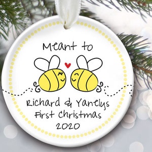 Bride to Bee Ornament Meant to Bee Ornament Engaged Couple Ornament Personalized Keepsake Engagement Gift Christmas Together Ornament OR480 image 3