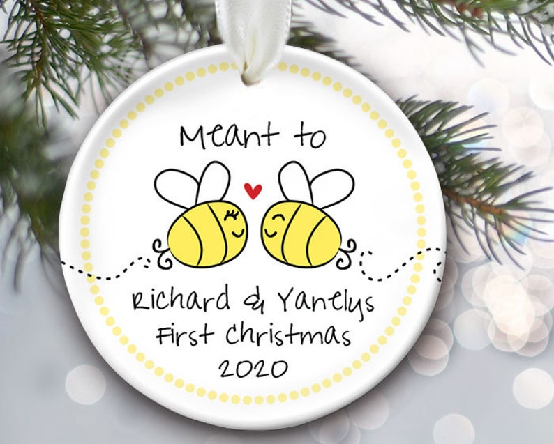 Bride to Bee Ornament Meant to Bee Ornament Engaged Couple Ornament Personalized Keepsake Engagement Gift Christmas Together Ornament OR480 image 3