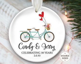 25th Anniversary Ornament Tandem Bicycle Anniversary Gift 50th Anniversary Ornament 35th Wedding Anniversary Celebration 1st 10th 15th OR441