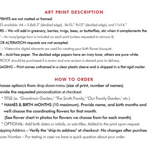 Custom Grandma Gift for Mom personalized family art, custom floral print, family name wall decor, watercolor bouquet, birth month flowers, family tree alternative, grandparents gift, anniversary present, Mother's Day gift, Christmas gift, housewarming present, wedding gift, customizable wall art, family portrait alternative, botanical family art, sentimental home decor, Our Family Garden print, family keepsake, colorful floral illustration, personalized text art