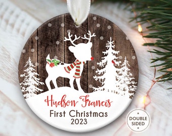 Baby's First Christmas Ornament by Lil Stinker Design Fawn First Christmas Ornament Personalized for Baby Boy Deer Ornament Baby Girl OR975