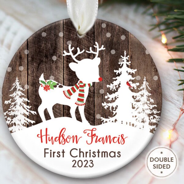 Baby's First Christmas Ornament by Lil Stinker Design Fawn First Christmas Ornament Personalized for Baby Boy Deer Ornament Baby Girl OR975