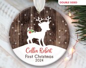 Deer Ornament Rustic Babys First Christmas Ornament for Baby Boy Gift for Newborn Baby Fawn Ornament Deer Personalized 1st Baby Gift OR373