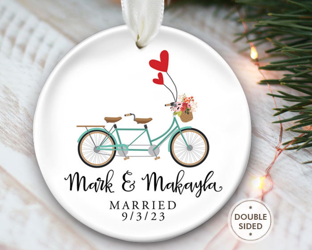 Tandem Bicycle Ornament Married Personalized Christmas Ornament Tandem